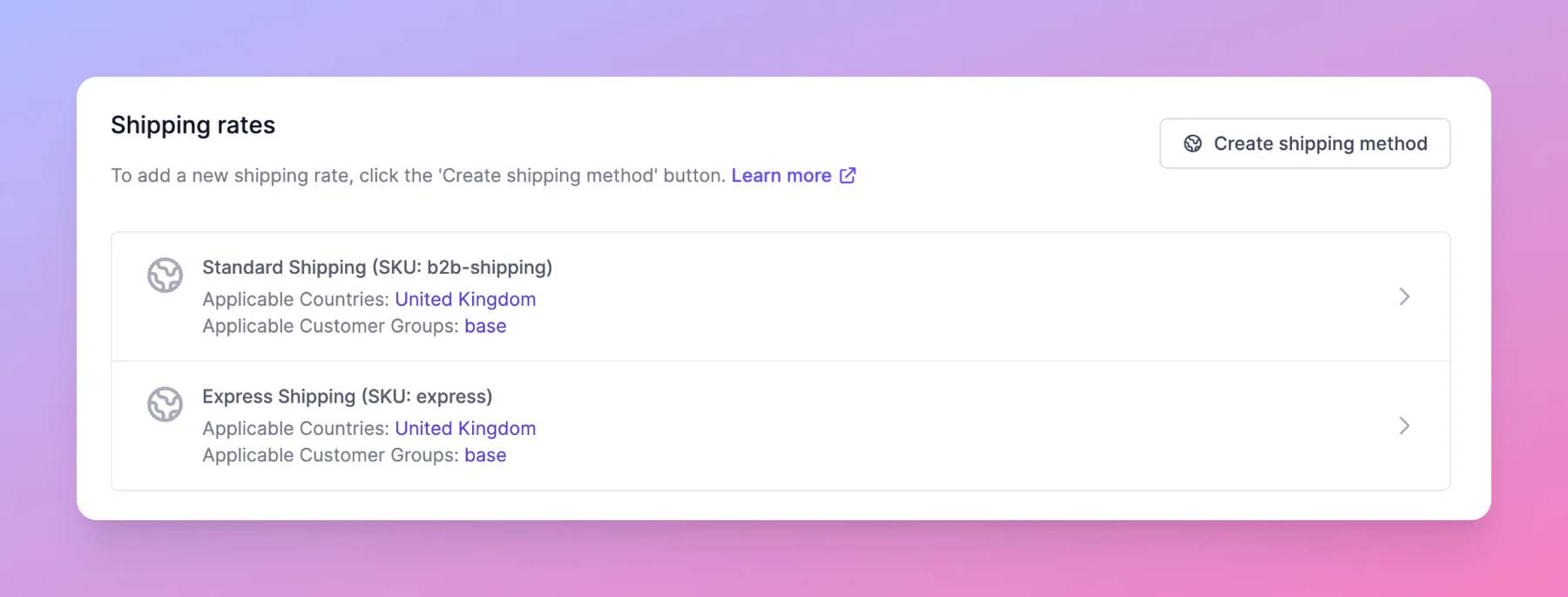 B2B shipping rules – Release archive