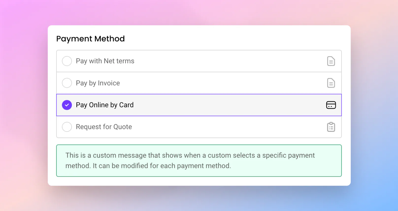 Custom payment method messaging – Release archive
