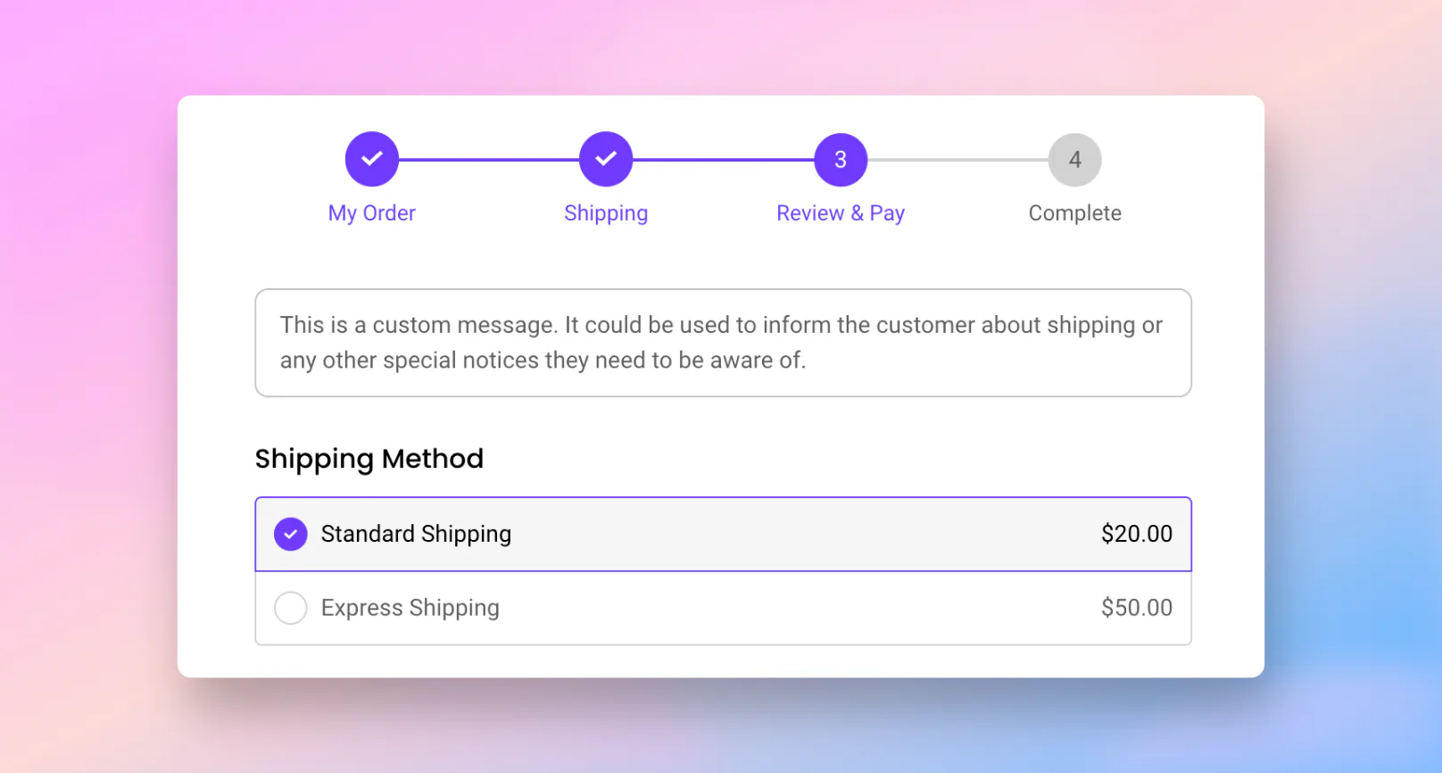Custom checkout message – Release archive
