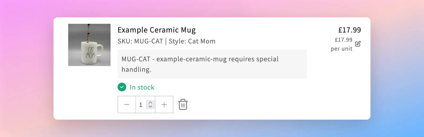 Show a message at a cart line-item level – What's new